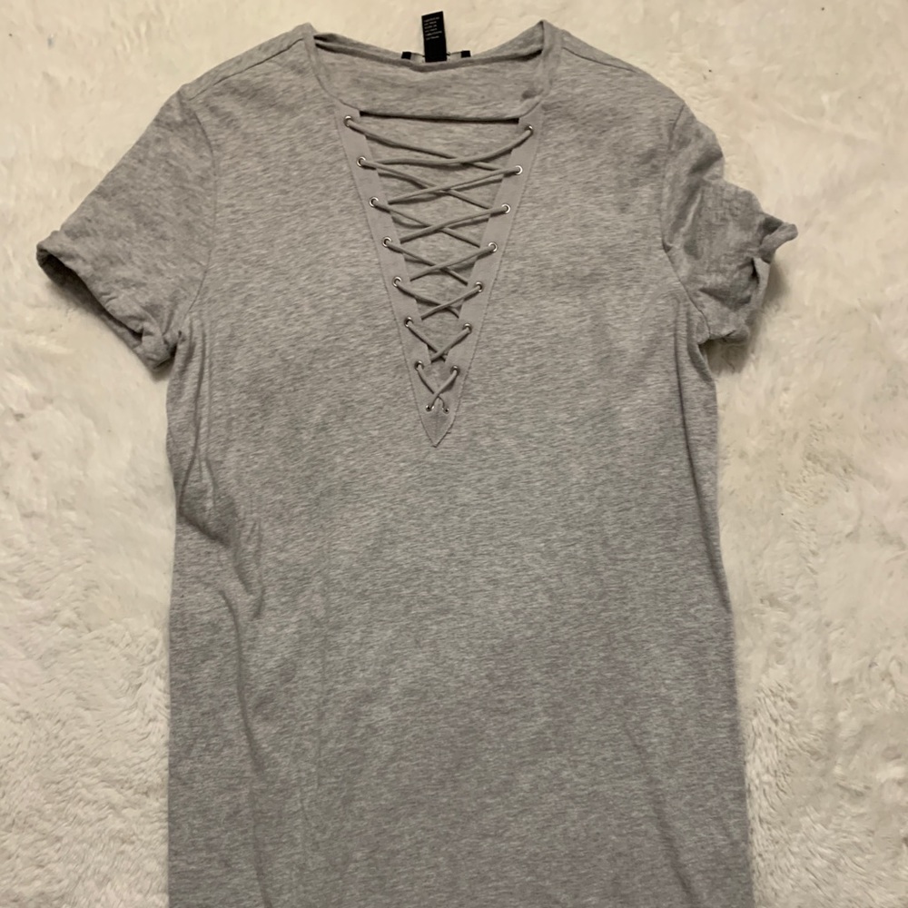 thigh length t-shirt dress with lace up